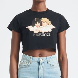 Fiorucci Angels black t shirt cropped XS